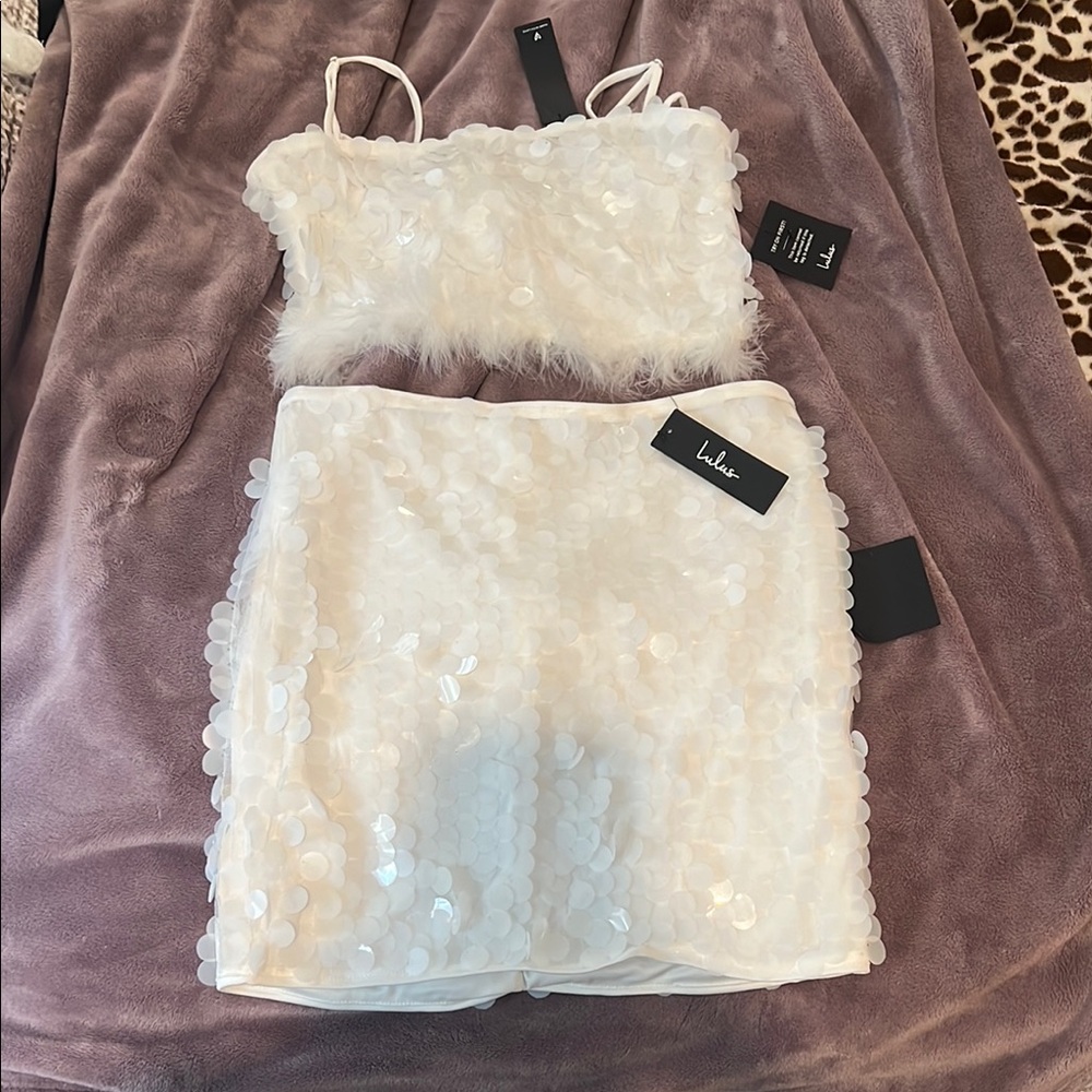 Lulus White Sequin Two-Piece Set